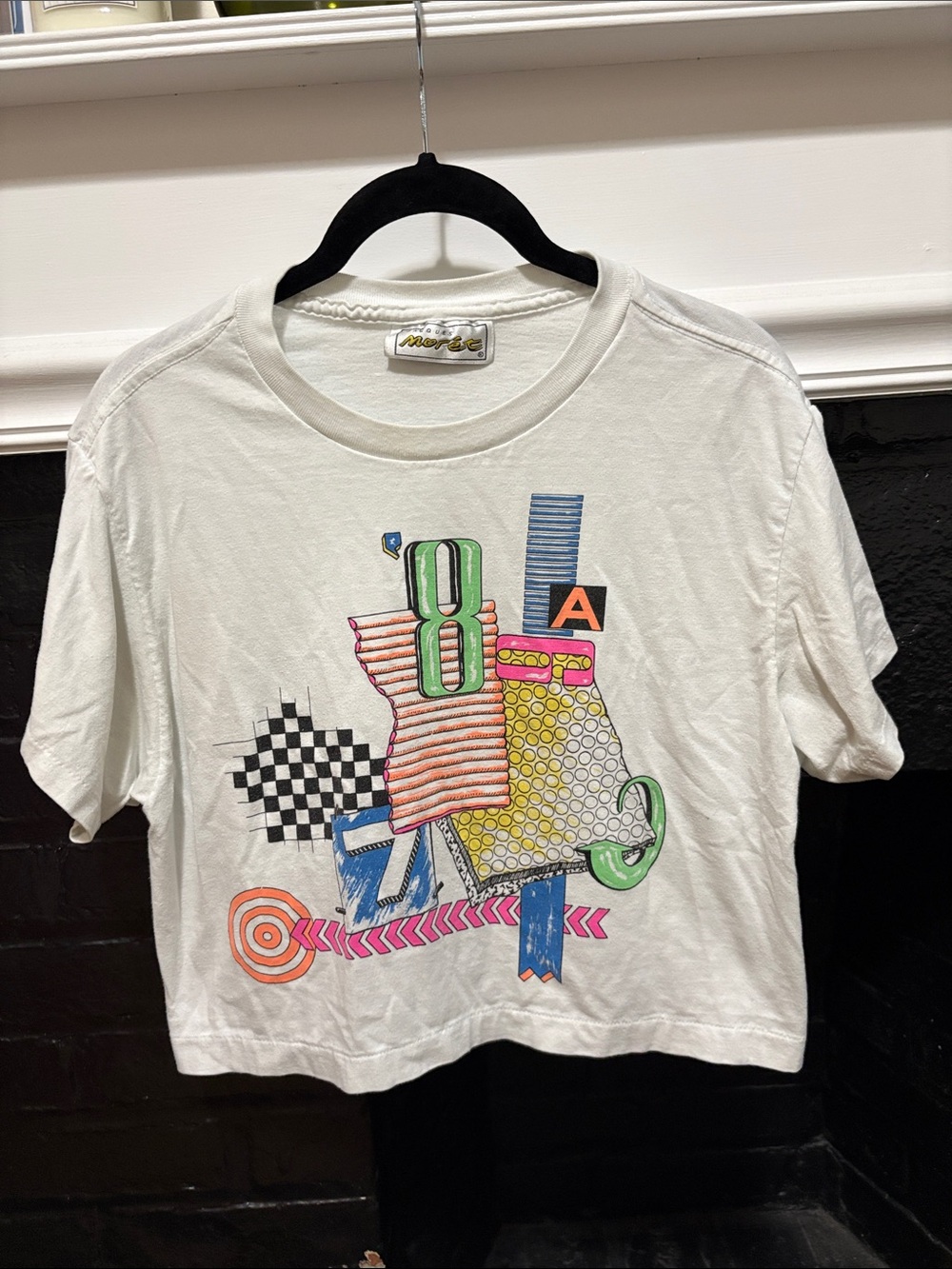 Vintage Graphic Tee with Multicolor Retro Print